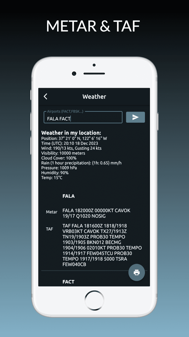 METAR and TAF weather